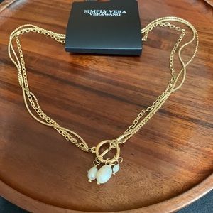 NWT Simply Vera Vera Wang gold tone pearl bead necklace